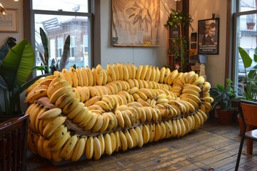 Canvas Print - A large bunch of bananas that are arranged to look like a couch. AI.