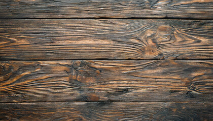 Wall Mural - Old grunge rustic dark scratched wood texture background. Text space, empty template.