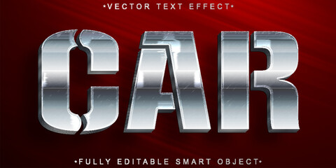 Poster - Silver Shiny Car Vector Fully Editable Smart Object Text Effect