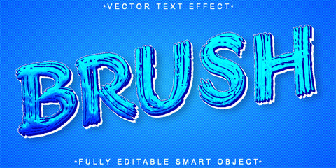 Poster - Blue Paint Brush Vector Fully Editable Smart Object Text Effect