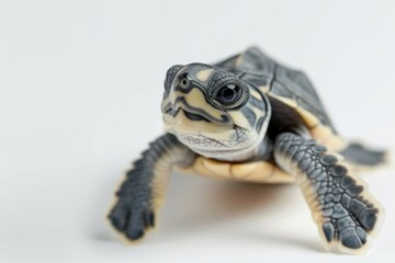 Poster - This detailed close-up portrays a cute baby turtle gazing directly at the viewer, with a clear focus on its textured skin