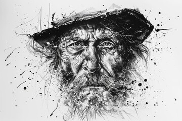 Fototapete - Captivating image showcasing an explosive black ink splatter spread across a white canvas, symbolizing unpredictability