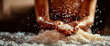Close-up of hands sprinkling salt on a client's back during a spa session, focusing on the texture and therapeutic nature of the treatment. Banner. Copy space