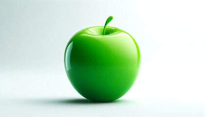 Poster - A shiny green apple on a white background.