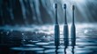 Electric Toothbrushes Standing on Water Surface
