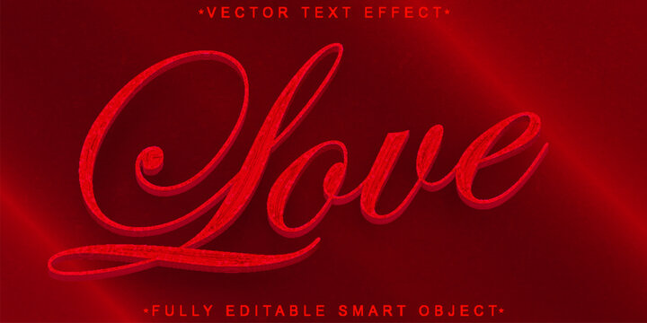 Red Love Vector Fully Editable Smart Object Text Effect