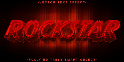 Poster - Red Shiny Rockstar Vector Fully Editable Smart Object Text Effect