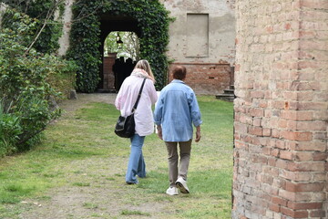 Park of Piovera Castle and details of particulars, Alessandria, Piedmont, Italy