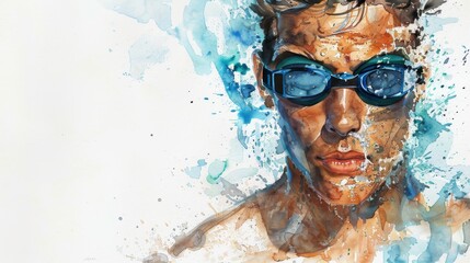 Poster - An expressive mix of blue and brown shades in a watercolor style forming an abstract background The image portrays fluidity and creativity