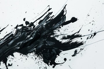 Aufkleber - Capturing the ferocity of black paint exploding across a white background, evoking strong abstract imagery