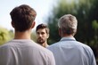© Anatolii - A trio of male family members, spanning three generations, captured from the back in a natural setting. Three Generations of Men From Behind