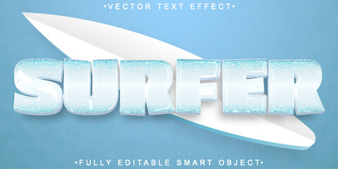 Poster - Blue Cartoon Surfer Vector Fully Editable Smart Object Text Effect