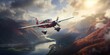 Pilot flying small aircraft over scenic landscape, concept of Adventure