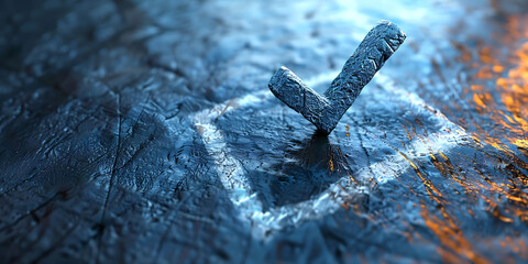 Poster - 3D illustration of Check mark, stone texture