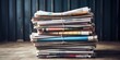 Stack of old newspapers waiting to be recycled, concept of Sustainable waste management