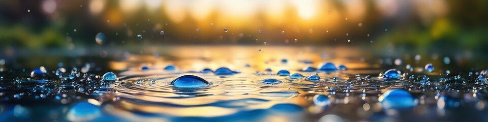 Wall Mural - Abstract midsummer illustration colorful bubbles on water on light blurred background, background for design, space for text.	
