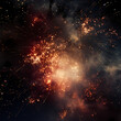 A close-up of a firework exploding in the night sky