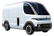 © Stock - Realm - futuristic electric delivery minivan PNG delivery truck isolated on white and transparent background - commercial van technology electric transportation vehicle delivery concept