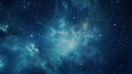 Wall Mural - the serene expanse of deep blue space scattered with twinkling stars offers a peaceful and otherworl