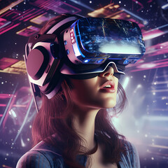 Canvas Print - Virtual reality headset revealing hidden dimension 