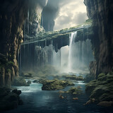 Waterfall flowing upwards in an anti-gravity world 