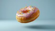 a frosted donut suspended in mid-air d style isolated flying objects memphis style d render   AI generated illustration