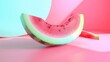 A juicy slice of watermelon in a psychedelic D style d style isolated flying objects memphis style d render   AI generated illustration