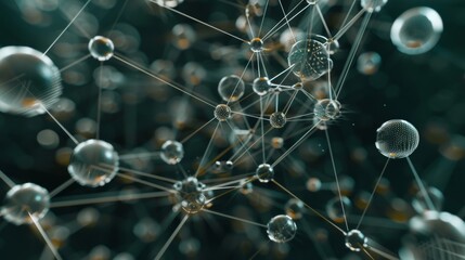 Poster - A network of interconnected spheres spinning in a hypnotic pattern   AI generated illustration