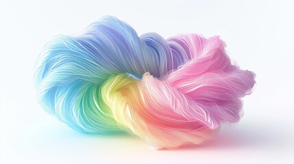 A swirl of rainbow-colored candy floss d style isolated flying objects memphis style d render  AI generated illustration