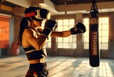Fototapeta  - Kickboxing in virtual reality