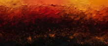 Yellow Burnt Orange Red Fiery Golden Brown Black Abstract Background. Rough Grain Noise Color Gradients With Copy Space