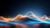 Fototapeta Storczyk - Flowing dots particles wave pattern halftone gradient curve shape, blue neon, glowing