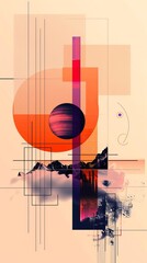 Poster - An abstract poster with geometric shapes representing the efficiency of solar energy   AI generated illustration