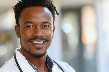 Poster - A man with a beard and a white coat is smiling