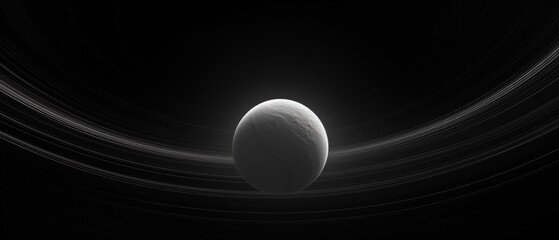 Wall Mural - a planet between abstract circles representing magnetic fields or dark energy