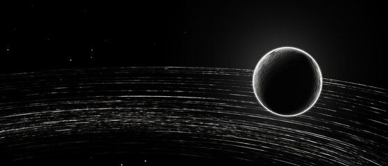 Wall Mural - a planet between abstract circles representing magnetic fields or dark energy