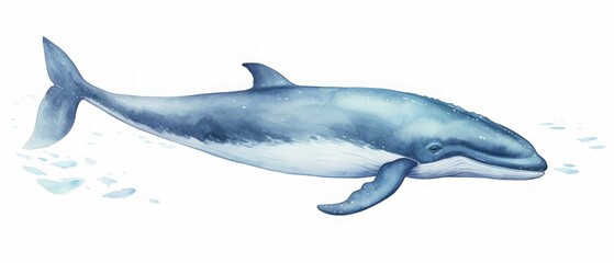 Sticker - a whale under the sea high quality watercolor faceless light white background