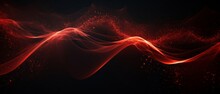 Red Particle Waves On Solid Black Background
