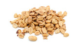Fototapeta Tulipany - Dried peanuts in closeup on white