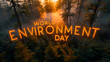 Forest with caption “WORLD ENVIRONMENT DAY” - nature - conservation - climate change - holiday - illustration 