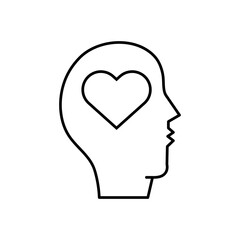 Poster - head heart icon.  brain process icons simple flat liner illustration on white background..eps