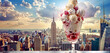 Indulge in the perfect summer treat with an ice cream cocktail against the backdrop of a bustling cityscape, blending the sweetness of creamy ice cream with the vibrant energy of urban life