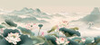 Lotus pond scenery illustration, national style poster, concept illustration of lotus pond for Beginning of Summer solar term