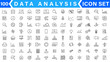 © Muhammad A. grapix - Data analysis thin line icon set. Data processing outline pictograms for website and mobile app GUI. Digital analytics simple UI, UX vector icons