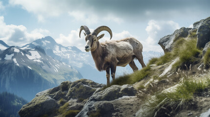 Wall Mural - mountain goat on the mountain