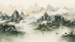 Digital traditional Chinese ink painting landscape map abstract graphic poster web page PPT background