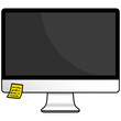 Computer Monitor with Sticky Notes Illustration Drawing Vector Icon