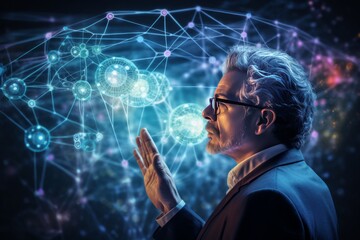 Wall Mural - A scientist explaining the concept of convolutional neural networks (CNNs)