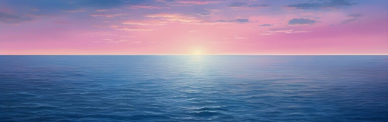 Dreamy Pastel Pink and blue sunrise over the ocean banner