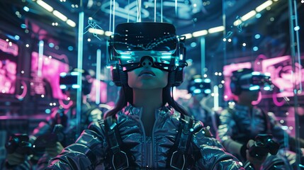 Capture the future of entertainment with virtual reality. Editorial photo showcasing immersive VR experiences